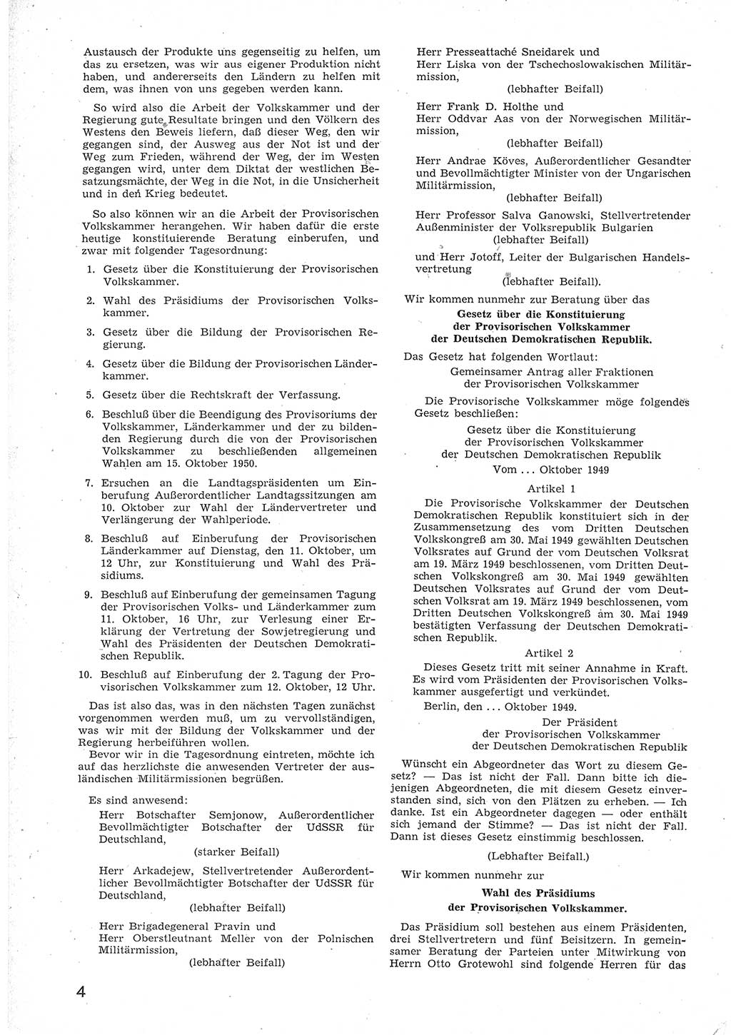 Provisorische Volkskammer (VK) der Deutschen Demokratischen Republik (DDR) 1949-1950, Dokument 16 (Prov. VK DDR 1949-1950, Dok. 16)