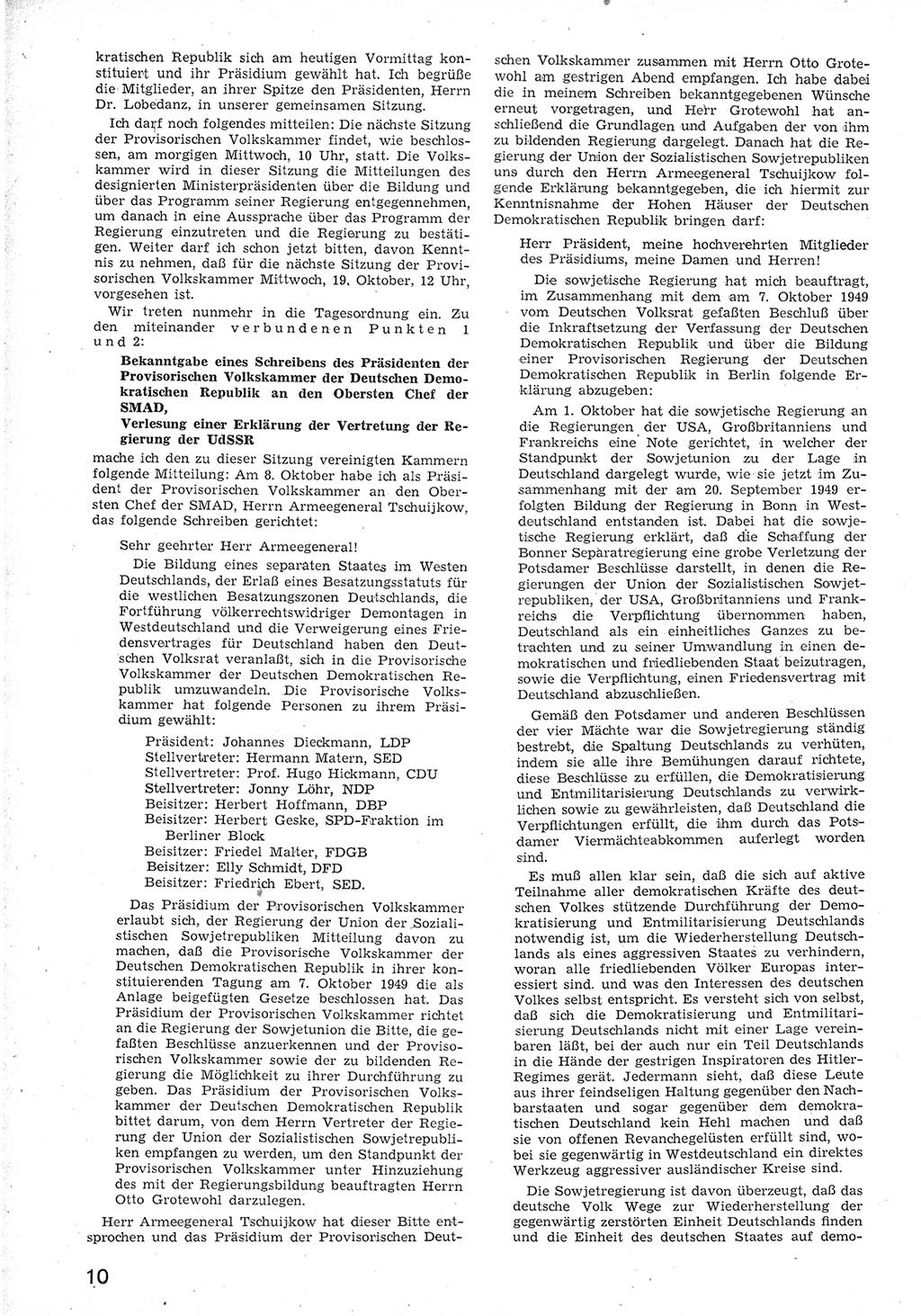 Provisorische Volkskammer (VK) der Deutschen Demokratischen Republik (DDR) 1949-1950, Dokument 22 (Prov. VK DDR 1949-1950, Dok. 22)