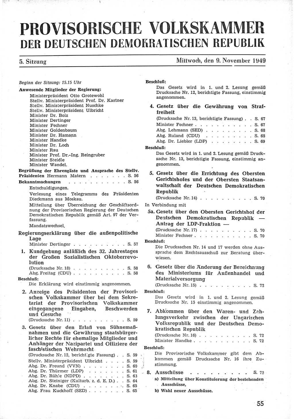 Provisorische Volkskammer (VK) der Deutschen Demokratischen Republik (DDR) 1949-1950, Dokument 67 (Prov. VK DDR 1949-1950, Dok. 67)