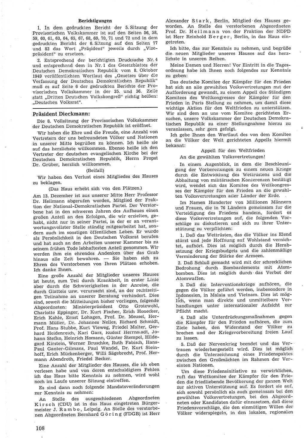 Provisorische Volkskammer (VK) der Deutschen Demokratischen Republik (DDR) 1949-1950, Dokument 120 (Prov. VK DDR 1949-1950, Dok. 120)