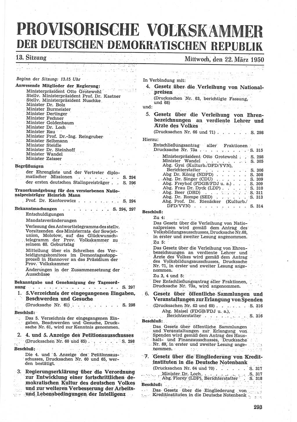 Provisorische Volkskammer (VK) der Deutschen Demokratischen Republik (DDR) 1949-1950, Dokument 307 (Prov. VK DDR 1949-1950, Dok. 307)