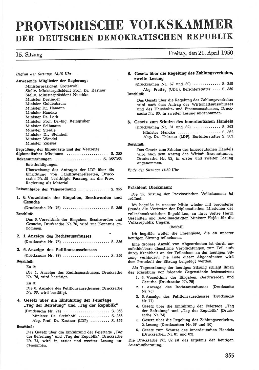 Provisorische Volkskammer (VK) der Deutschen Demokratischen Republik (DDR) 1949-1950, Dokument 371 (Prov. VK DDR 1949-1950, Dok. 371)