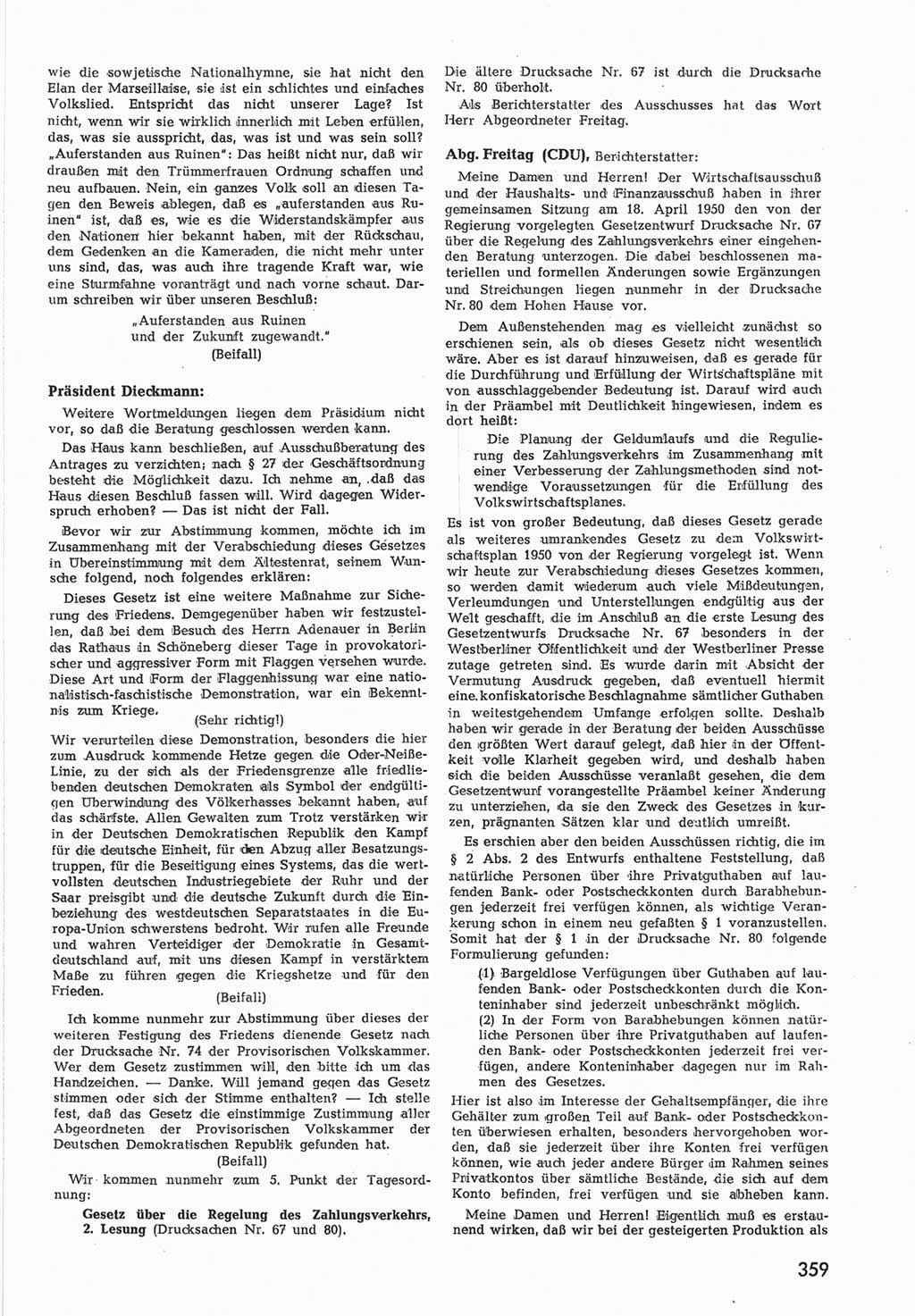 Provisorische Volkskammer (VK) der Deutschen Demokratischen Republik (DDR) 1949-1950, Dokument 375 (Prov. VK DDR 1949-1950, Dok. 375)