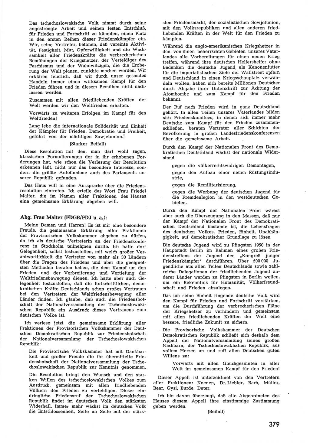 Provisorische Volkskammer (VK) der Deutschen Demokratischen Republik (DDR) 1949-1950, Dokument 397 (Prov. VK DDR 1949-1950, Dok. 397)