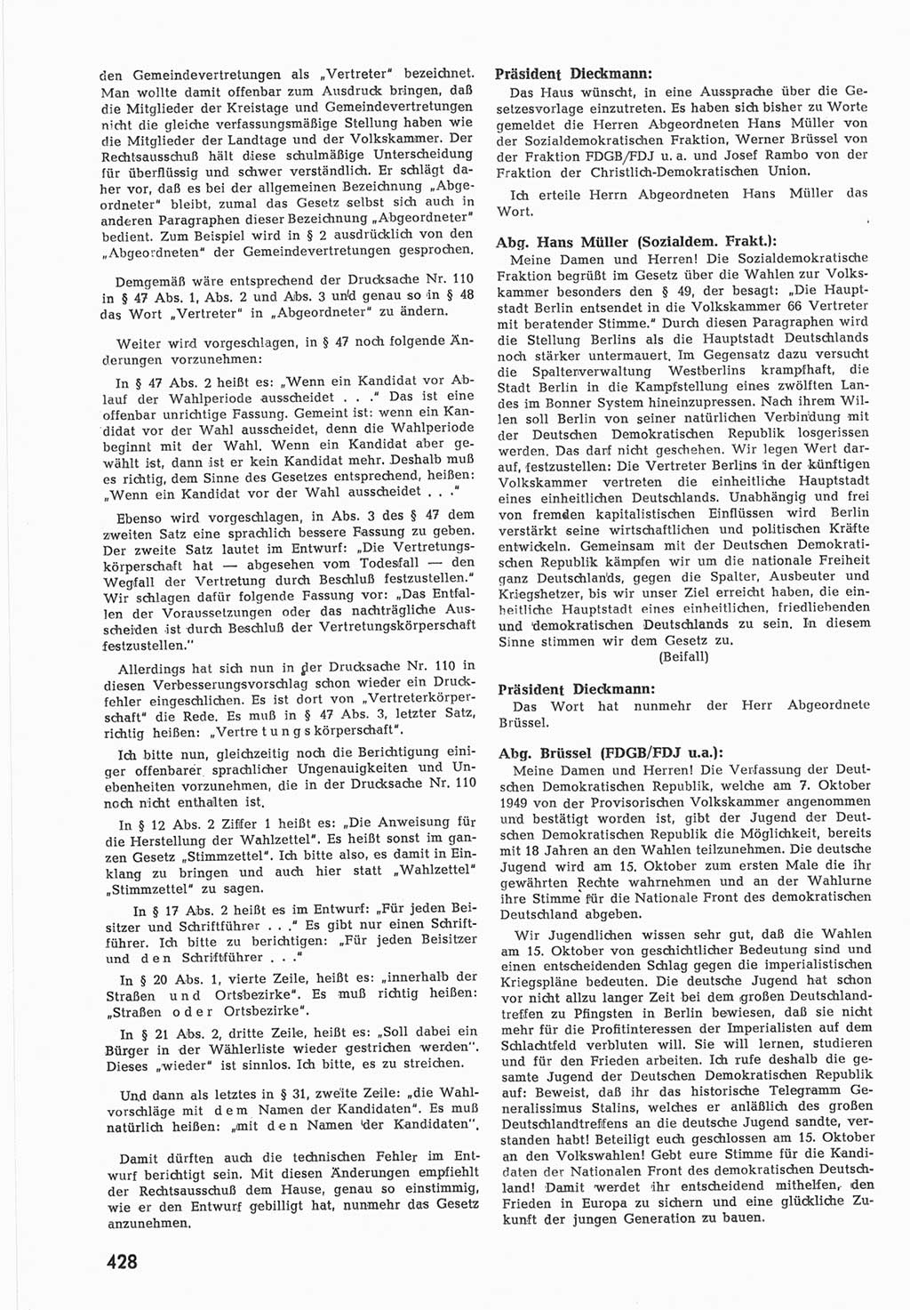 Provisorische Volkskammer (VK) der Deutschen Demokratischen Republik (DDR) 1949-1950, Dokument 446 (Prov. VK DDR 1949-1950, Dok. 446)