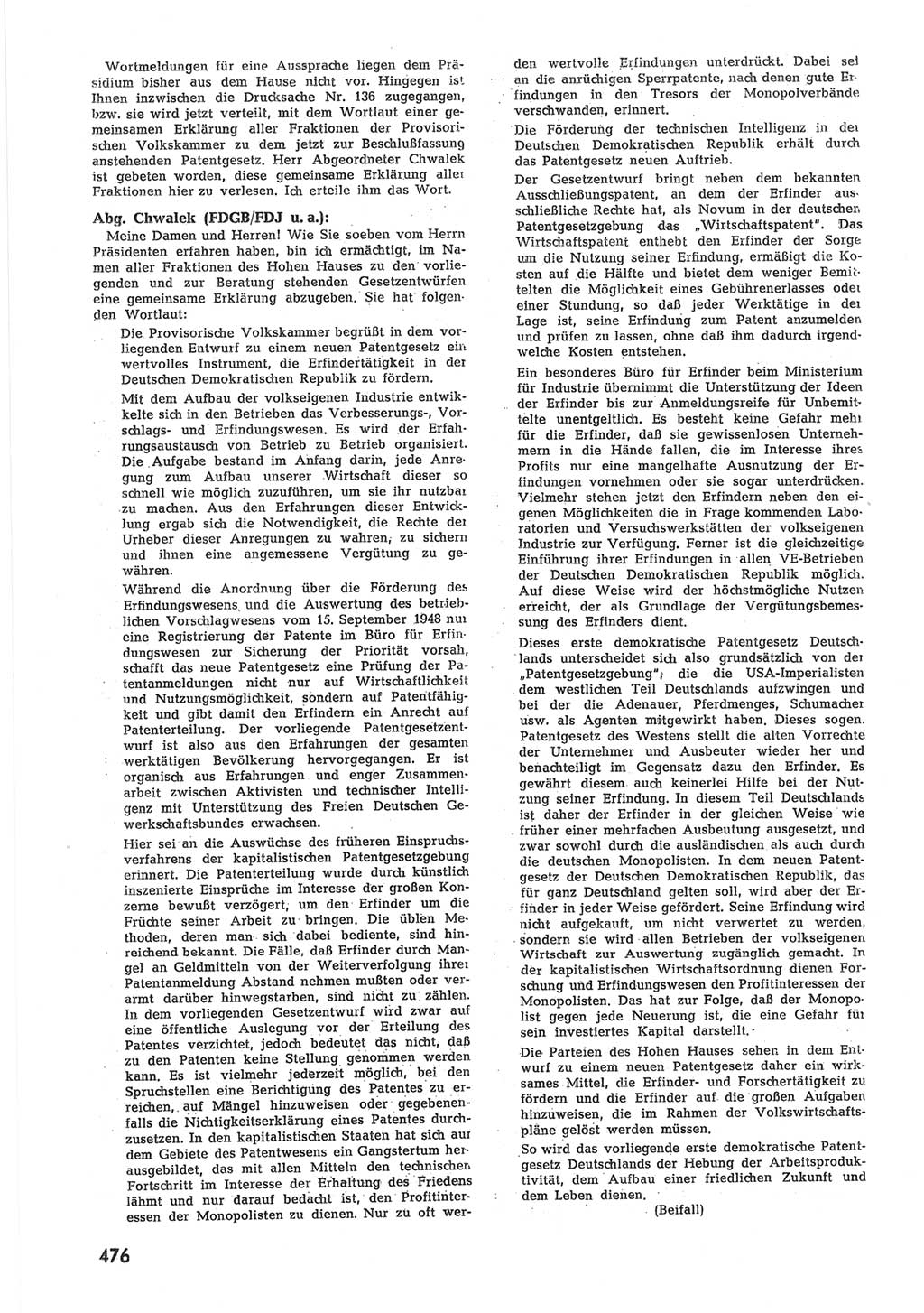 Provisorische Volkskammer (VK) der Deutschen Demokratischen Republik (DDR) 1949-1950, Dokument 494 (Prov. VK DDR 1949-1950, Dok. 494)