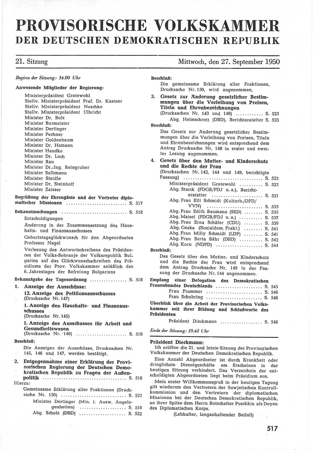 Provisorische Volkskammer (VK) der Deutschen Demokratischen Republik (DDR) 1949-1950, Dokument 535 (Prov. VK DDR 1949-1950, Dok. 535)