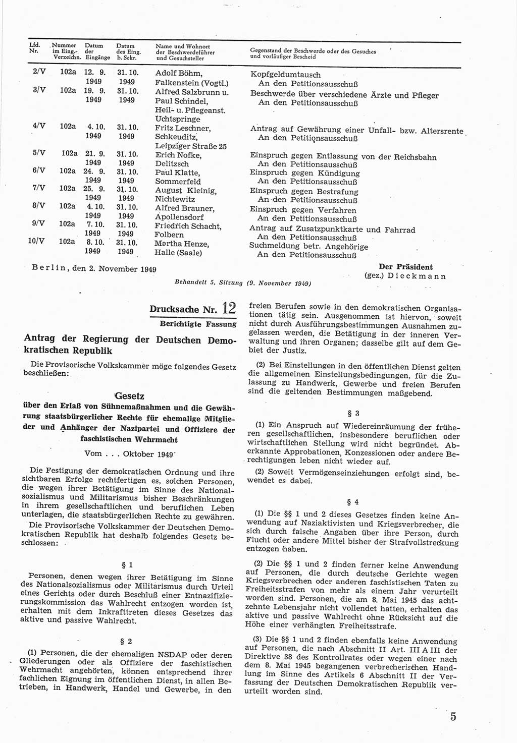 Provisorische Volkskammer (VK) der Deutschen Demokratischen Republik (DDR) 1949-1950, Dokument 573 (Prov. VK DDR 1949-1950, Dok. 573)
