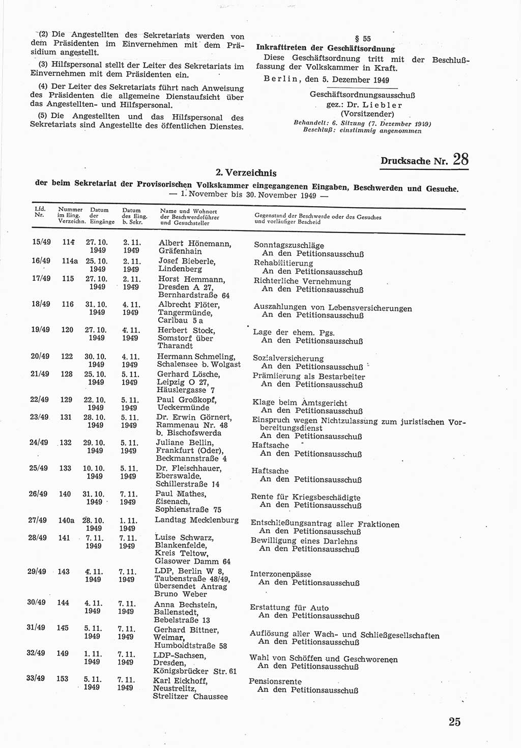 Provisorische Volkskammer (VK) der Deutschen Demokratischen Republik (DDR) 1949-1950, Dokument 593 (Prov. VK DDR 1949-1950, Dok. 593)