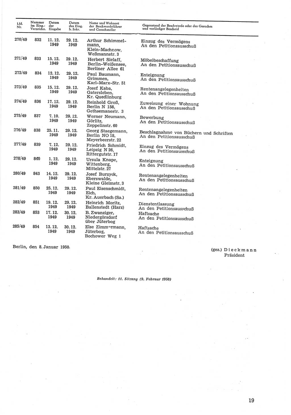 Provisorische Volkskammer (VK) der Deutschen Demokratischen Republik (DDR) 1949-1950, Dokument 619 (Prov. VK DDR 1949-1950, Dok. 619)