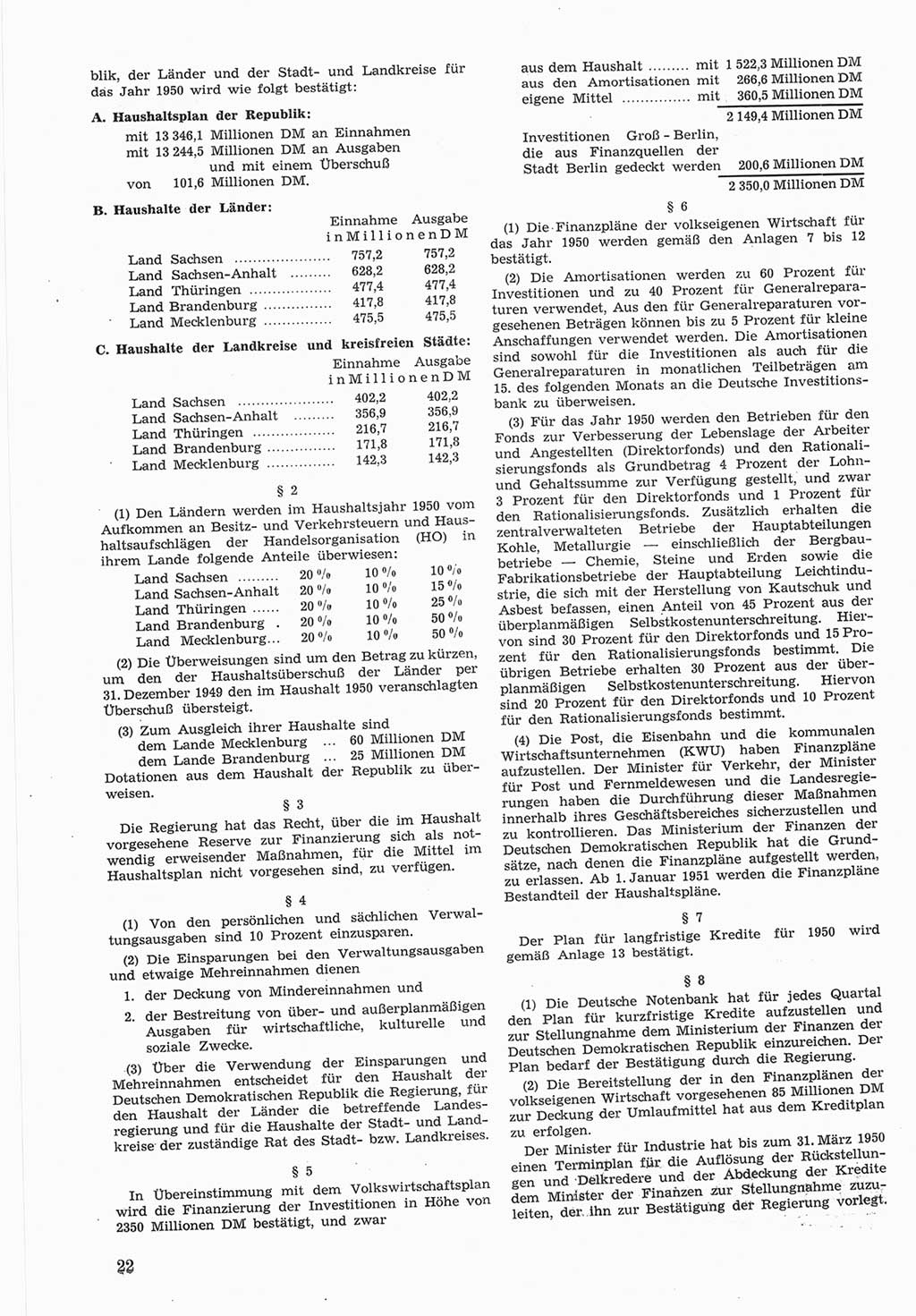 Provisorische Volkskammer (VK) der Deutschen Demokratischen Republik (DDR) 1949-1950, Dokument 622 (Prov. VK DDR 1949-1950, Dok. 622)