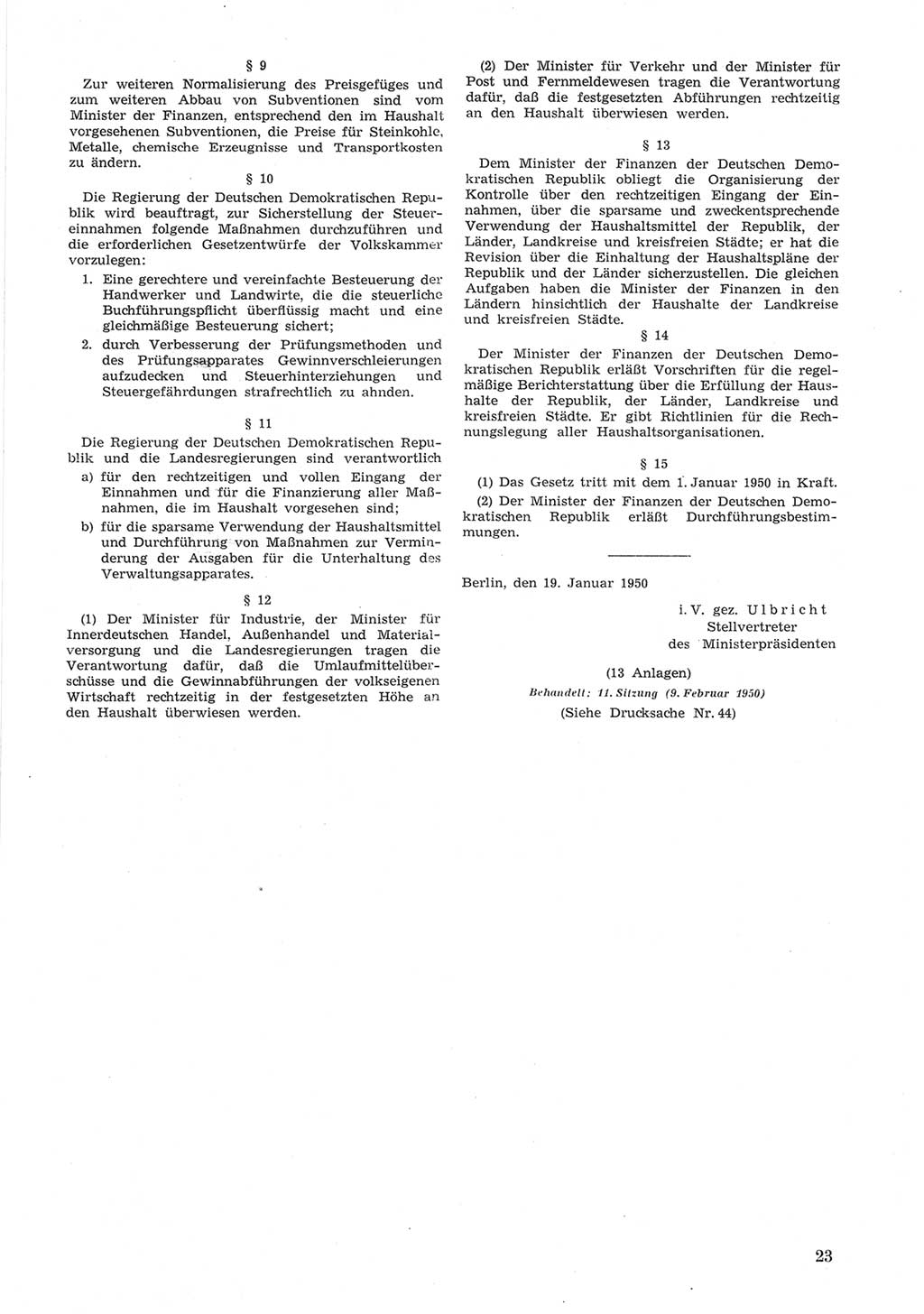 Provisorische Volkskammer (VK) der Deutschen Demokratischen Republik (DDR) 1949-1950, Dokument 623 (Prov. VK DDR 1949-1950, Dok. 623)