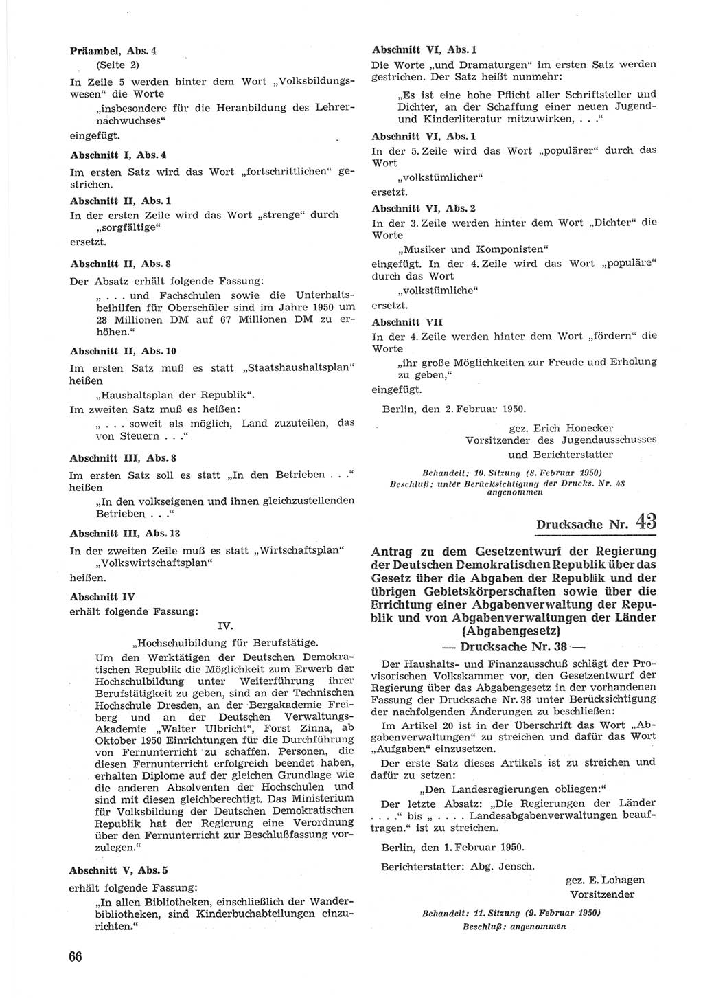 Provisorische Volkskammer (VK) der Deutschen Demokratischen Republik (DDR) 1949-1950, Dokument 666 (Prov. VK DDR 1949-1950, Dok. 666)