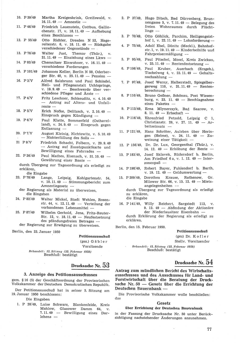 Provisorische Volkskammer (VK) der Deutschen Demokratischen Republik (DDR) 1949-1950, Dokument 677 (Prov. VK DDR 1949-1950, Dok. 677)