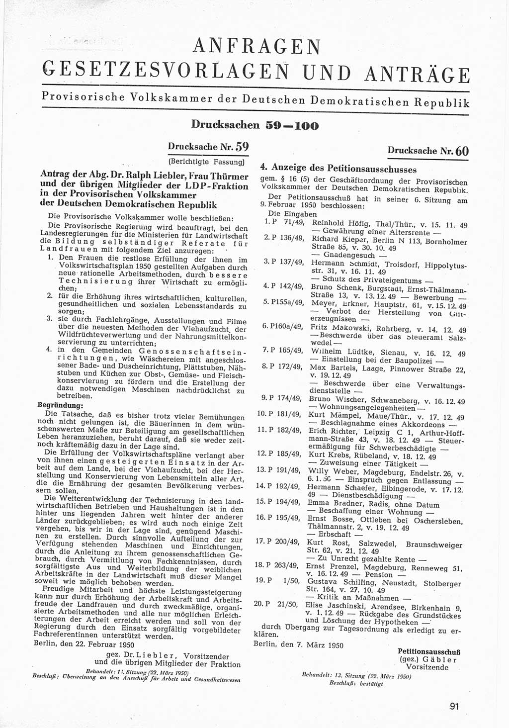 Provisorische Volkskammer (VK) der Deutschen Demokratischen Republik (DDR) 1949-1950, Dokument 693 (Prov. VK DDR 1949-1950, Dok. 693)