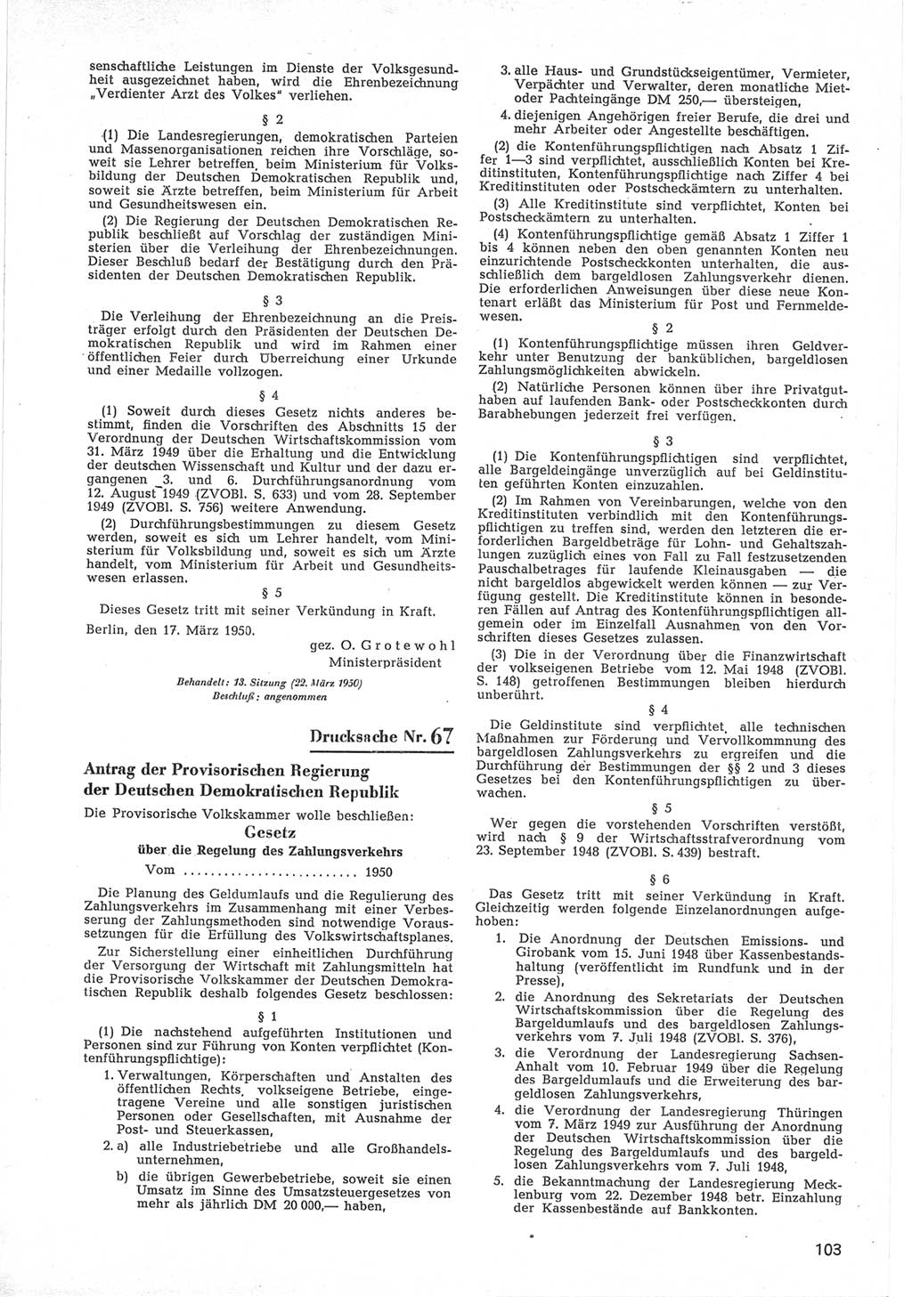 Provisorische Volkskammer (VK) der Deutschen Demokratischen Republik (DDR) 1949-1950, Dokument 705 (Prov. VK DDR 1949-1950, Dok. 705)
