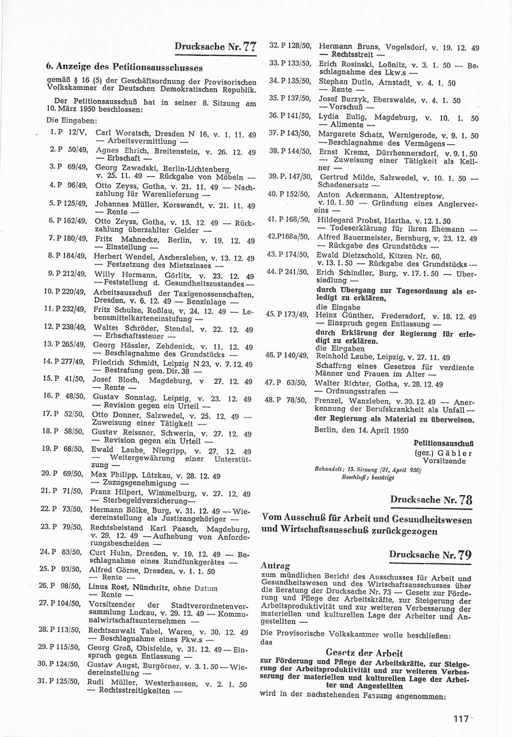 Provisorische Volkskammer (VK) der Deutschen Demokratischen Republik (DDR) 1949-1950, Dokument 719 (Prov. VK DDR 1949-1950, Dok. 719)