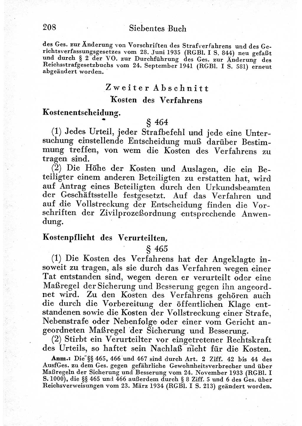 Strafprozeßordnung (StPO), Gerichtsverfassungsgesetz (GVG) und zahlreiche Nebengesetze der sowjetischen Besatzungszone (SBZ) in Deutschland 1949, Seite 208 (StPO GVG Ges. SBZ Dtl. 1949, S. 208)