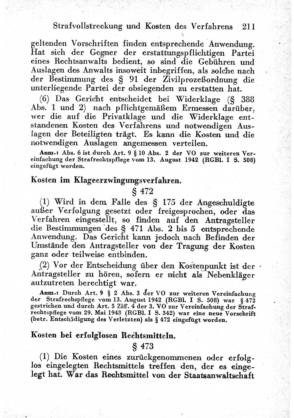 Strafprozeßordnung (StPO), Gerichtsverfassungsgesetz (GVG) und zahlreiche Nebengesetze der sowjetischen Besatzungszone (SBZ) in Deutschland 1949, Seite 211 (StPO GVG Ges. SBZ Dtl. 1949, S. 211)