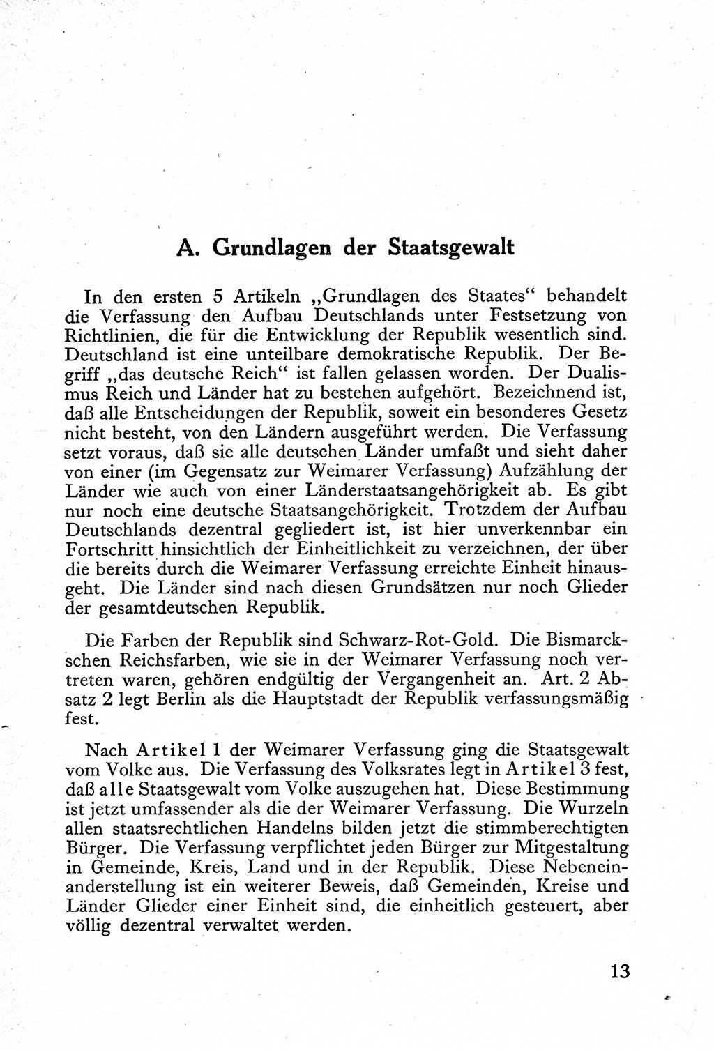 Verfassung der Deutschen Demokratischen Republik (DDR) mit einer Einleitung von Karl Steinhoff 1949, Seite 13 (Verf. DDR Einl. K. S. 1949, S. 13)
