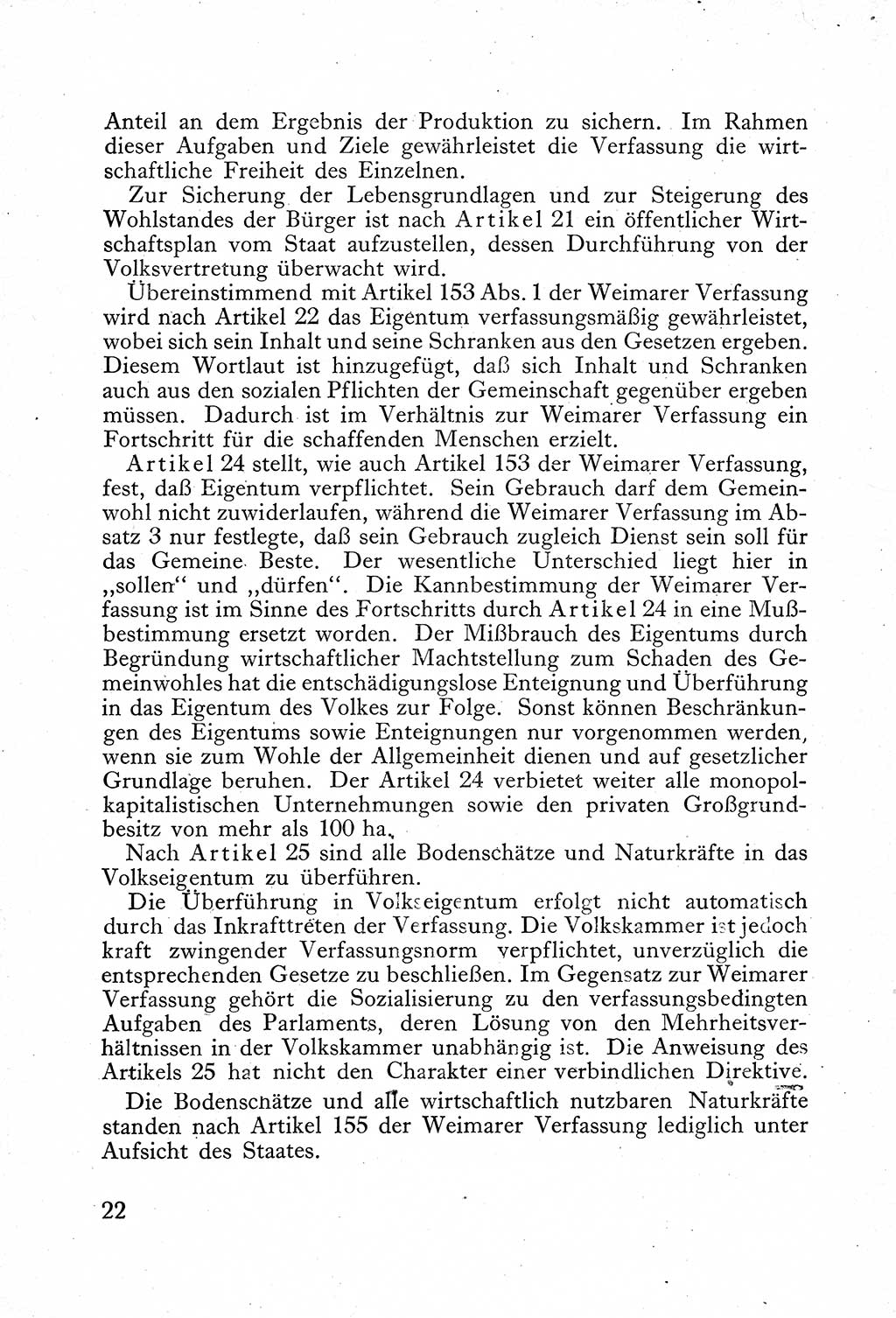 Verfassung der Deutschen Demokratischen Republik (DDR) mit einer Einleitung von Karl Steinhoff 1949, Seite 22 (Verf. DDR Einl. K. S. 1949, S. 22)