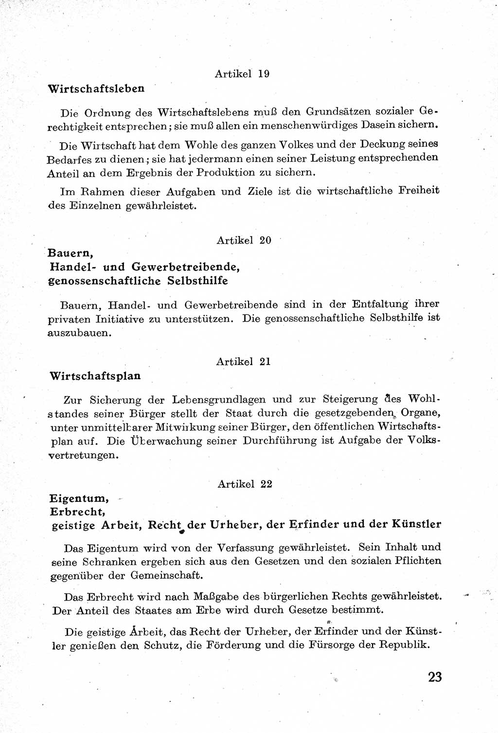 Verfassung der Deutschen Demokratischen Republik (DDR) mit einer Einleitung von Karl Steinhoff 1949, Seite 23 (Verf. DDR Einl. K. S. 1949, S. 23)