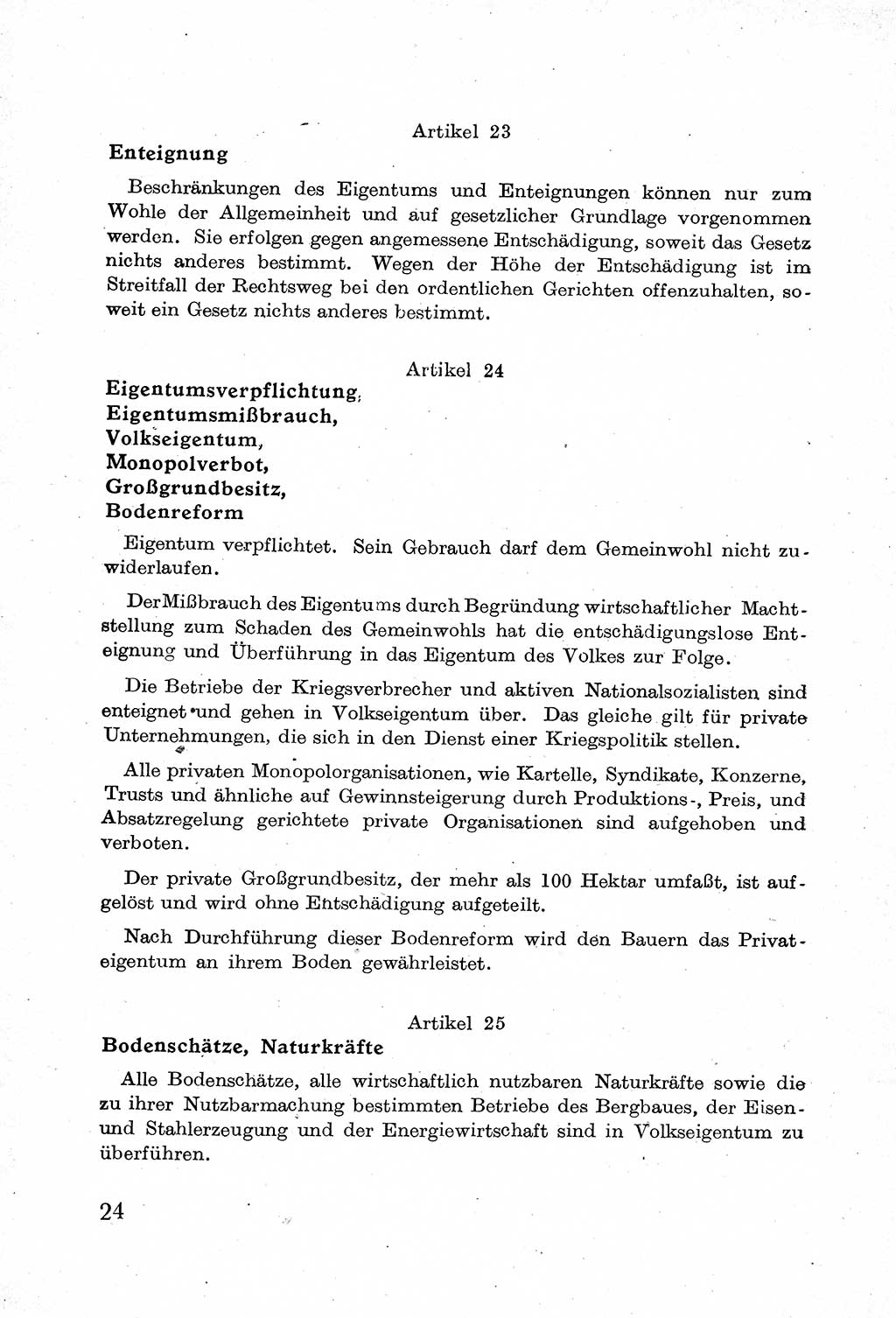 Verfassung der Deutschen Demokratischen Republik (DDR) mit einer Einleitung von Karl Steinhoff 1949, Seite 24 (Verf. DDR Einl. K. S. 1949, S. 24)