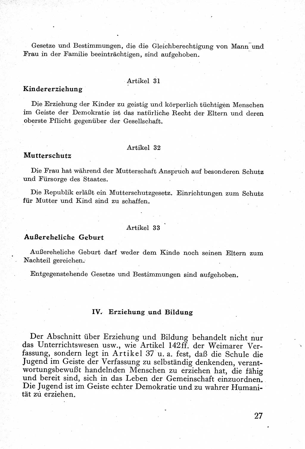 Verfassung der Deutschen Demokratischen Republik (DDR) mit einer Einleitung von Karl Steinhoff 1949, Seite 27 (Verf. DDR Einl. K. S. 1949, S. 27)