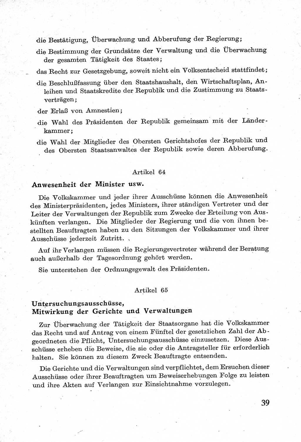 Verfassung der Deutschen Demokratischen Republik (DDR) mit einer Einleitung von Karl Steinhoff 1949, Seite 39 (Verf. DDR Einl. K. S. 1949, S. 39)