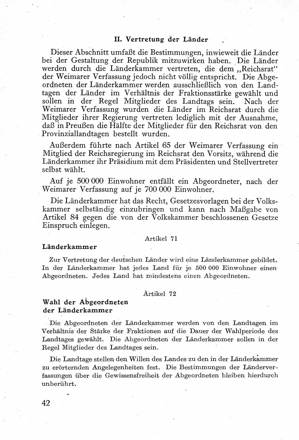 Verfassung der Deutschen Demokratischen Republik (DDR) mit einer Einleitung von Karl Steinhoff 1949, Seite 42 (Verf. DDR Einl. K. S. 1949, S. 42)