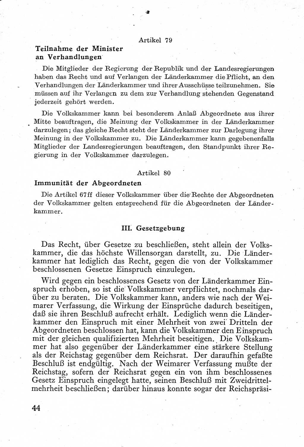 Verfassung der Deutschen Demokratischen Republik (DDR) mit einer Einleitung von Karl Steinhoff 1949, Seite 44 (Verf. DDR Einl. K. S. 1949, S. 44)