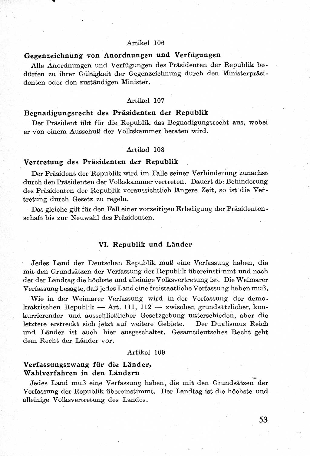 Verfassung der Deutschen Demokratischen Republik (DDR) mit einer Einleitung von Karl Steinhoff 1949, Seite 53 (Verf. DDR Einl. K. S. 1949, S. 53)