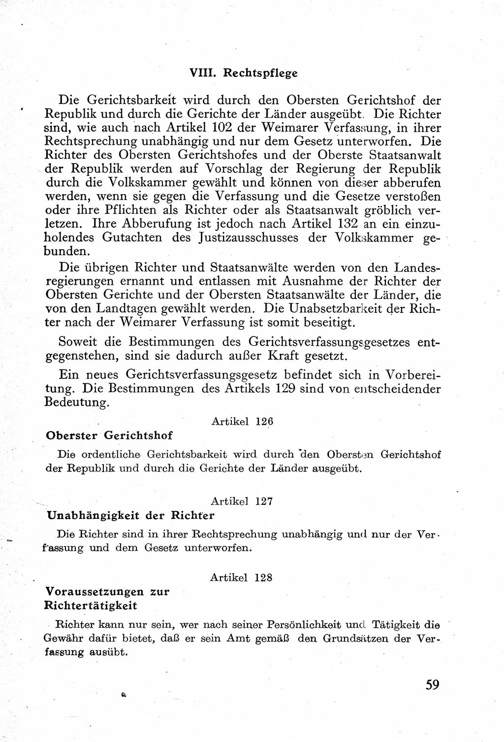 Verfassung der Deutschen Demokratischen Republik (DDR) mit einer Einleitung von Karl Steinhoff 1949, Seite 59 (Verf. DDR Einl. K. S. 1949, S. 59)