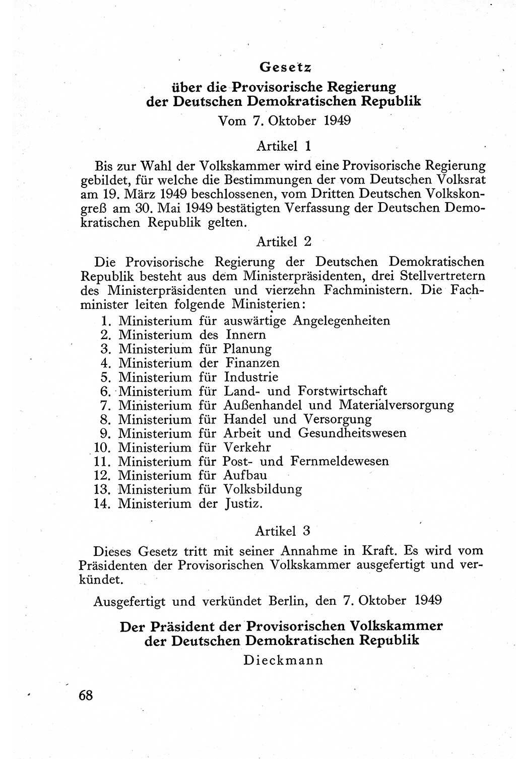 Verfassung der Deutschen Demokratischen Republik (DDR) mit einer Einleitung von Karl Steinhoff 1949, Seite 68 (Verf. DDR Einl. K. S. 1949, S. 68)