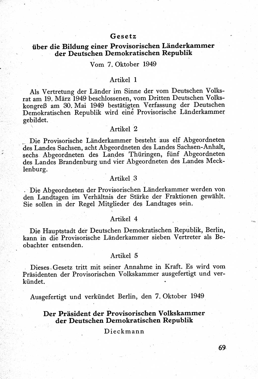 Verfassung der Deutschen Demokratischen Republik (DDR) mit einer Einleitung von Karl Steinhoff 1949, Seite 69 (Verf. DDR Einl. K. S. 1949, S. 69)