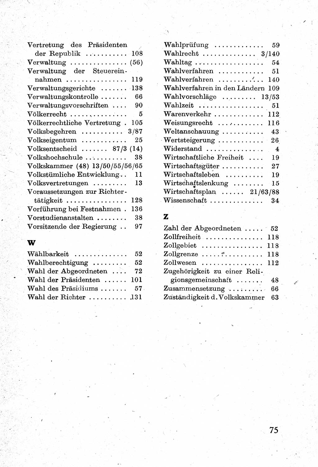 Verfassung der Deutschen Demokratischen Republik (DDR) mit einer Einleitung von Karl Steinhoff 1949, Seite 75 (Verf. DDR Einl. K. S. 1949, S. 75)