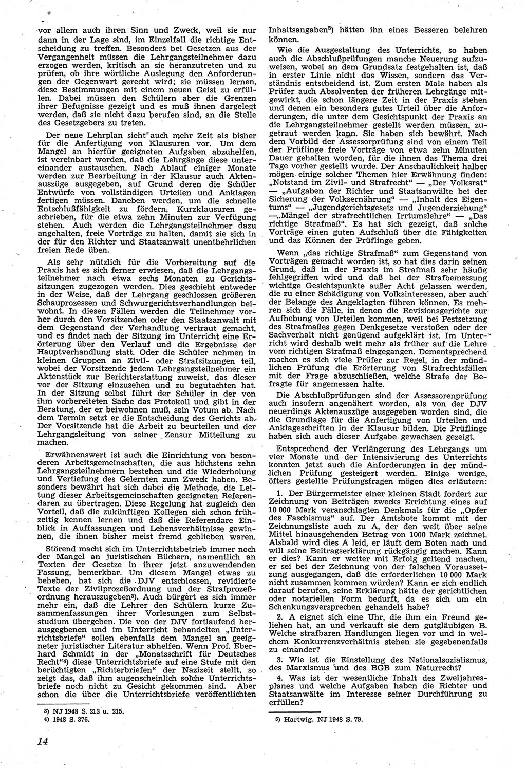 Neue Justiz (NJ), Zeitschrift für Recht und Rechtswissenschaft [Sowjetische Besatzungszone (SBZ) Deutschland, Deutsche Demokratische Republik (DDR)], 3. Jahrgang 1949, Seite 14 (NJ SBZ Dtl. DDR 1949, S. 14)