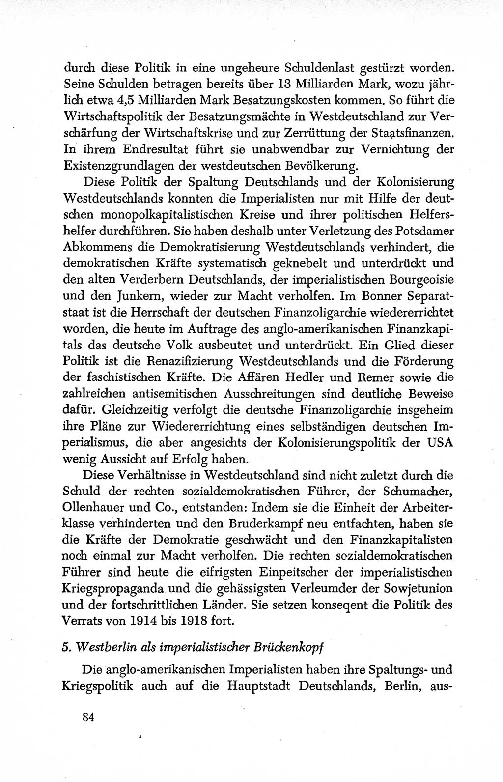 Dokumente der Sozialistischen Einheitspartei Deutschlands (SED) [Deutsche Demokratische Republik (DDR)] 1950-1952, Seite 84 (Dok. SED DDR 1950-1952, S. 84)
