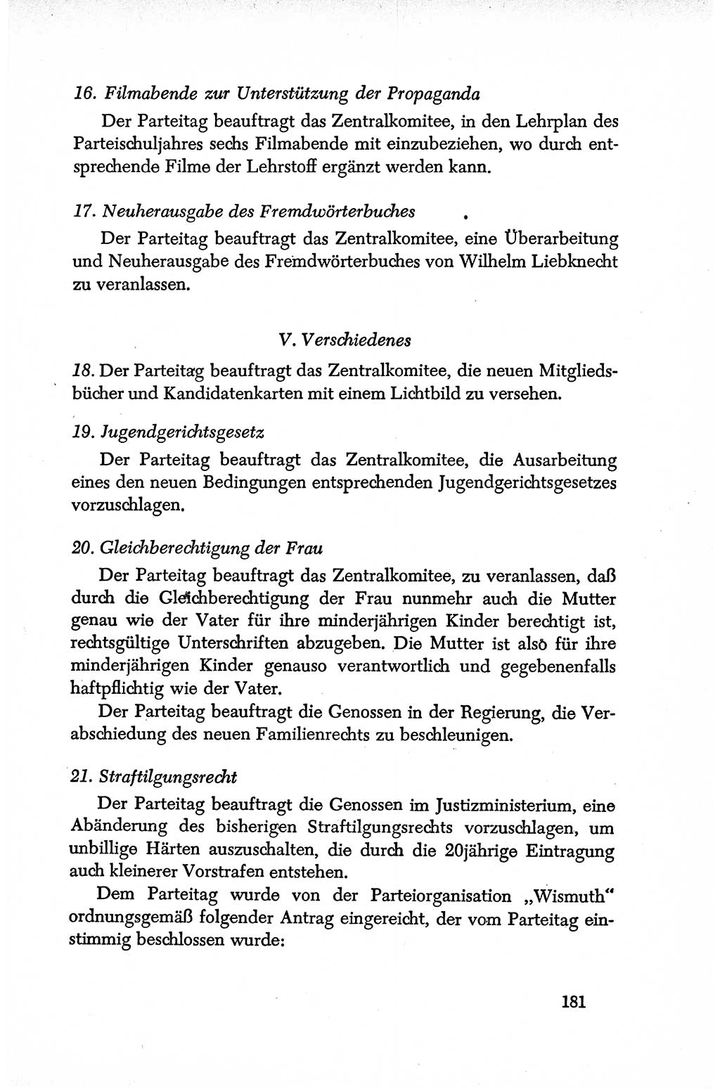 Dokumente der Sozialistischen Einheitspartei Deutschlands (SED) [Deutsche Demokratische Republik (DDR)] 1950-1952, Seite 181 (Dok. SED DDR 1950-1952, S. 181)