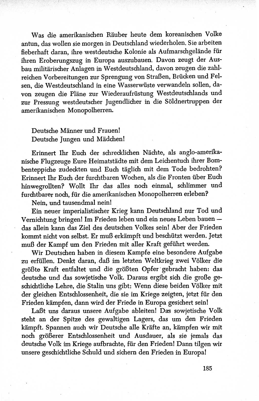 Dokumente der Sozialistischen Einheitspartei Deutschlands (SED) [Deutsche Demokratische Republik (DDR)] 1950-1952, Seite 185 (Dok. SED DDR 1950-1952, S. 185)