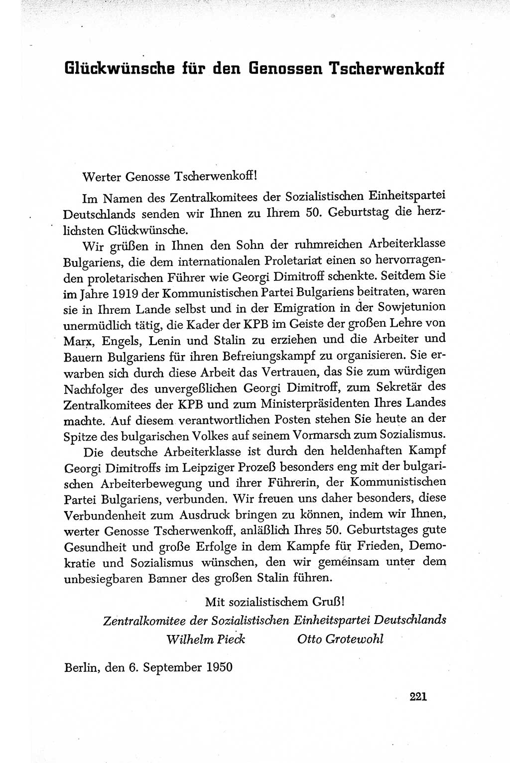 Dokumente der Sozialistischen Einheitspartei Deutschlands (SED) [Deutsche Demokratische Republik (DDR)] 1950-1952, Seite 221 (Dok. SED DDR 1950-1952, S. 221)