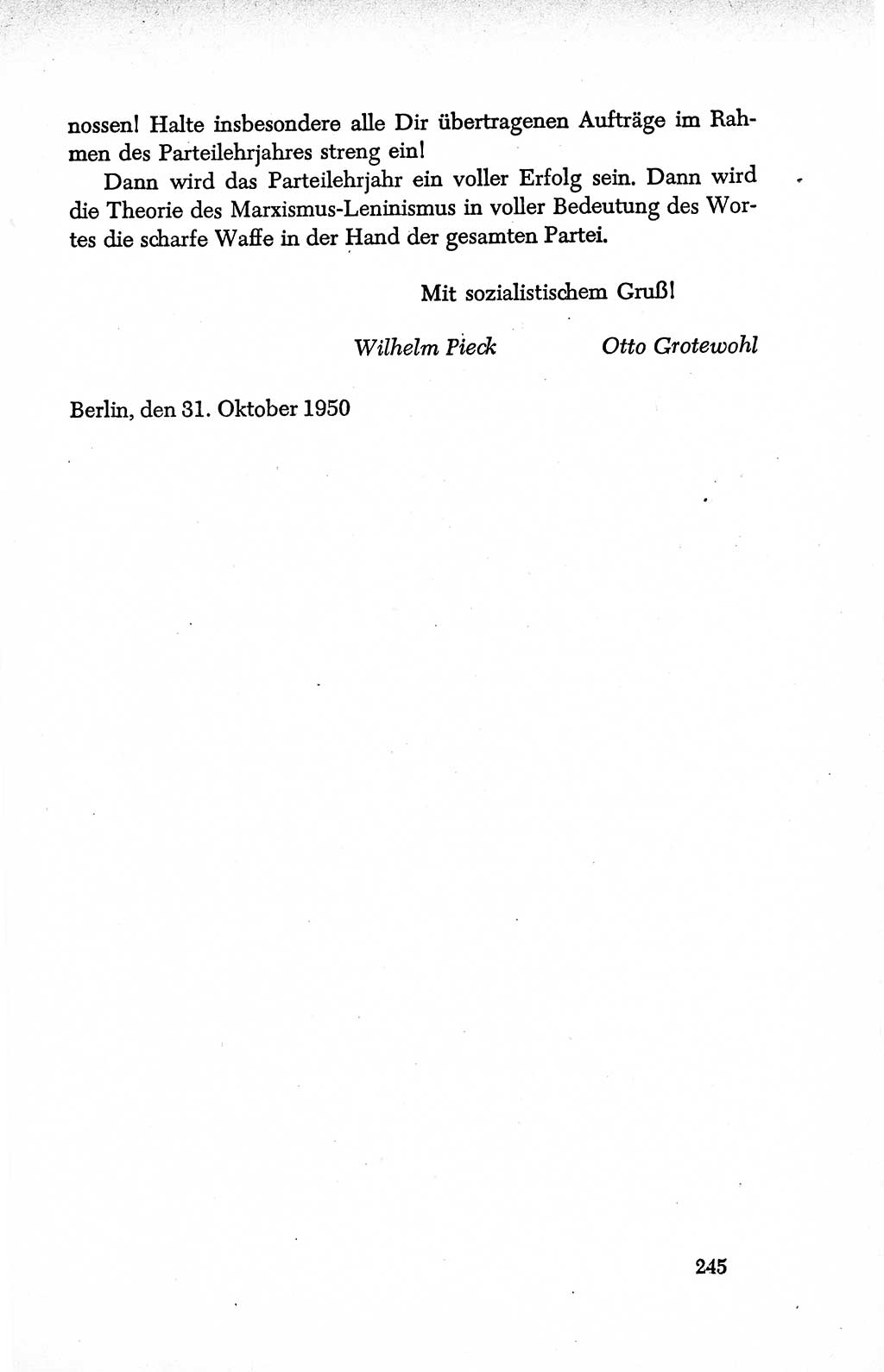 Dokumente der Sozialistischen Einheitspartei Deutschlands (SED) [Deutsche Demokratische Republik (DDR)] 1950-1952, Seite 245 (Dok. SED DDR 1950-1952, S. 245)