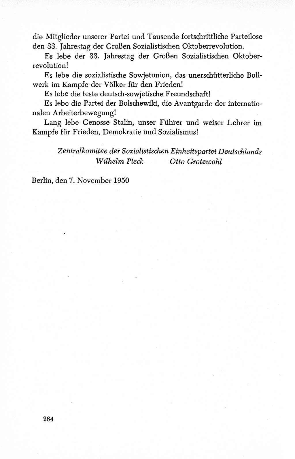 Dokumente der Sozialistischen Einheitspartei Deutschlands (SED) [Deutsche Demokratische Republik (DDR)] 1950-1952, Seite 264 (Dok. SED DDR 1950-1952, S. 264)