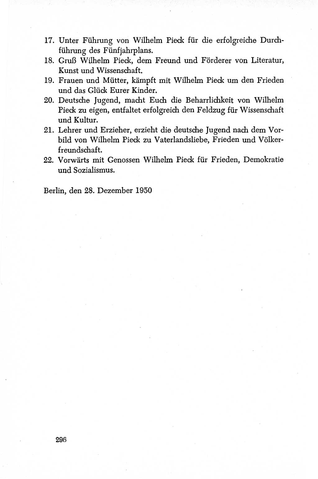 Dokumente der Sozialistischen Einheitspartei Deutschlands (SED) [Deutsche Demokratische Republik (DDR)] 1950-1952, Seite 296 (Dok. SED DDR 1950-1952, S. 296)