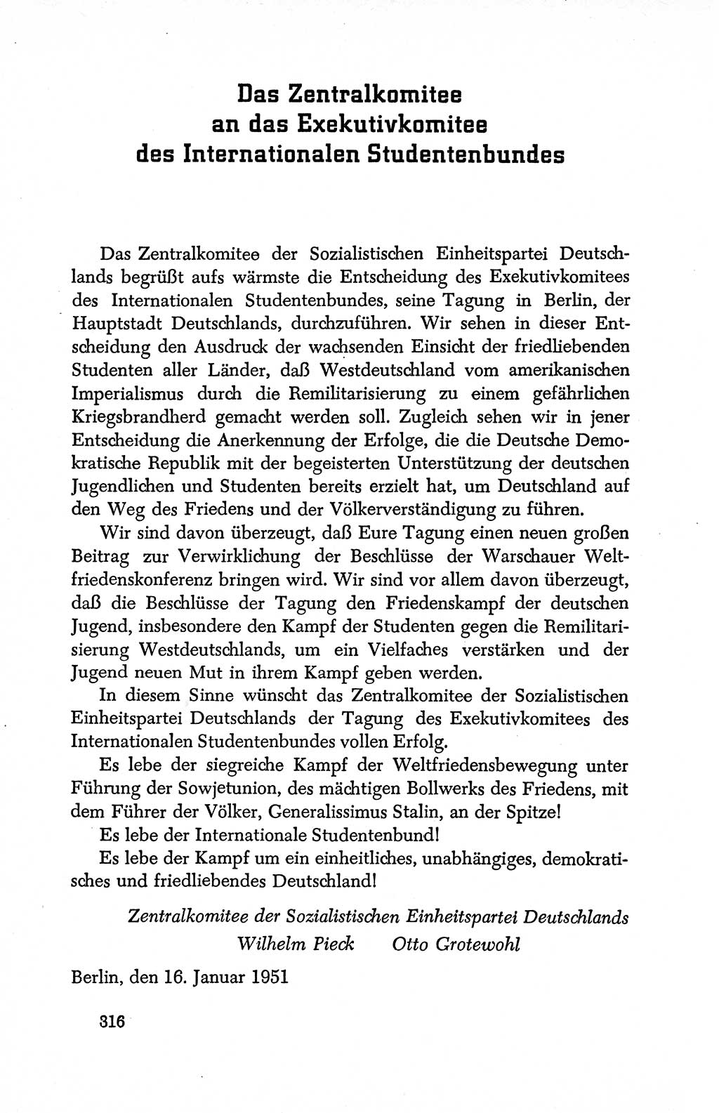 Dokumente der Sozialistischen Einheitspartei Deutschlands (SED) [Deutsche Demokratische Republik (DDR)] 1950-1952, Seite 316 (Dok. SED DDR 1950-1952, S. 316)