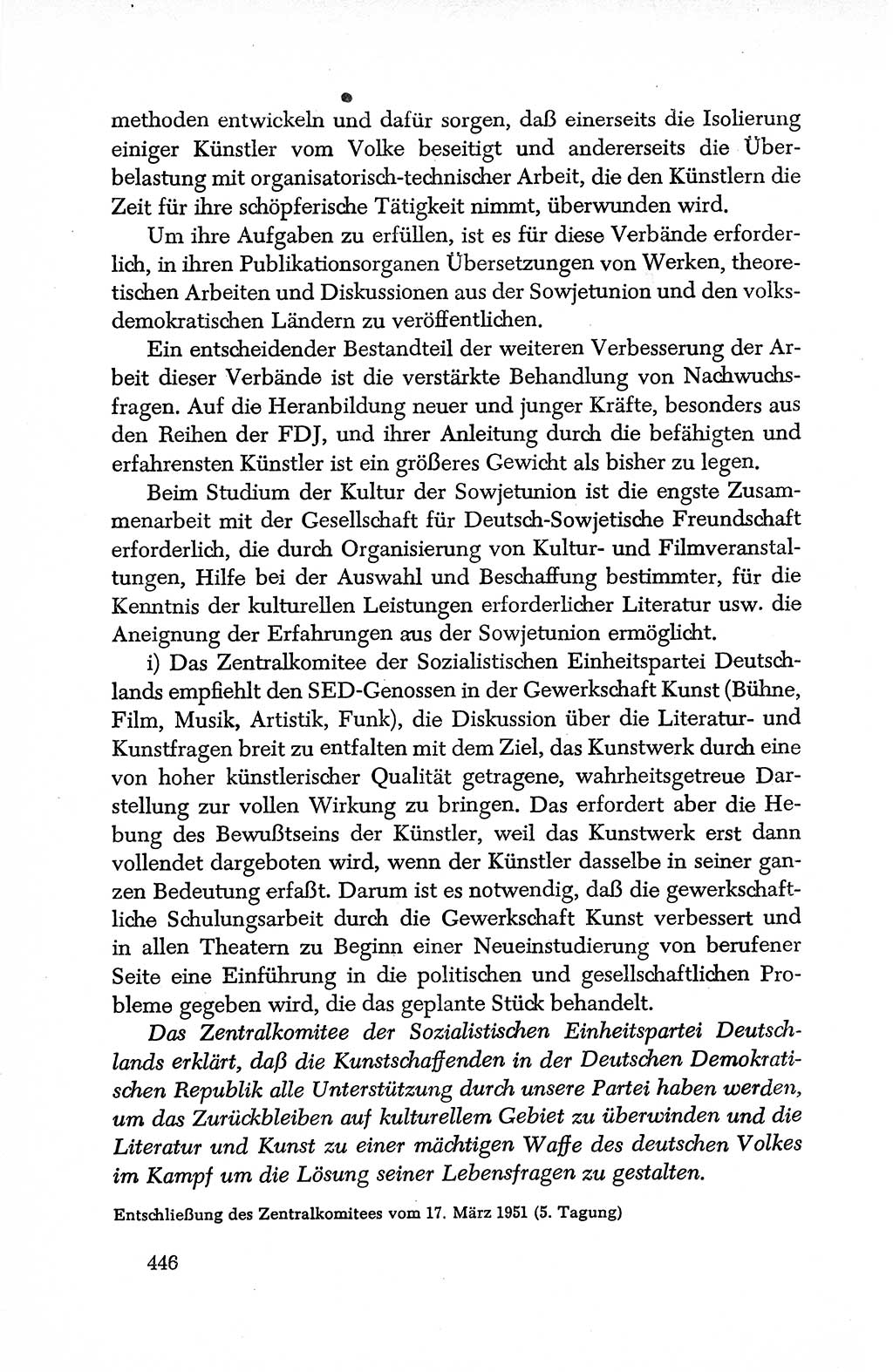 Dokumente der Sozialistischen Einheitspartei Deutschlands (SED) [Deutsche Demokratische Republik (DDR)] 1950-1952, Seite 446 (Dok. SED DDR 1950-1952, S. 446)