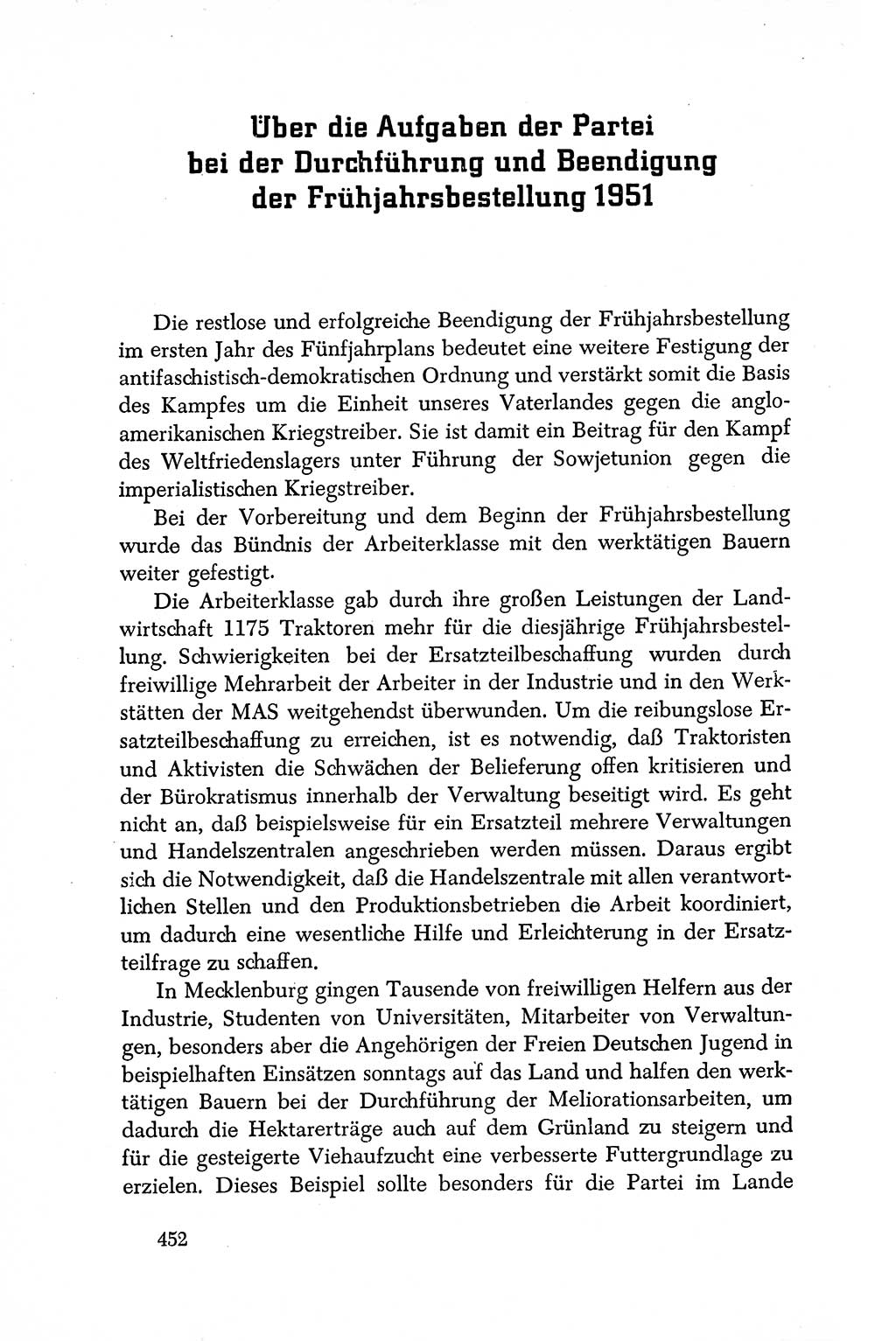 Dokumente der Sozialistischen Einheitspartei Deutschlands (SED) [Deutsche Demokratische Republik (DDR)] 1950-1952, Seite 452 (Dok. SED DDR 1950-1952, S. 452)