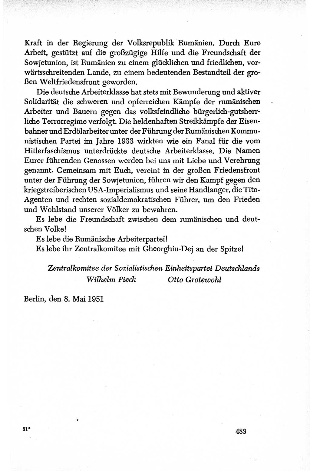 Dokumente der Sozialistischen Einheitspartei Deutschlands (SED) [Deutsche Demokratische Republik (DDR)] 1950-1952, Seite 483 (Dok. SED DDR 1950-1952, S. 483)