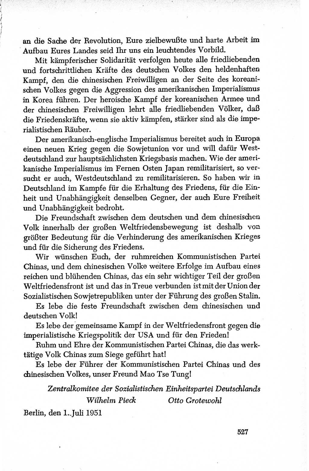 Dokumente der Sozialistischen Einheitspartei Deutschlands (SED) [Deutsche Demokratische Republik (DDR)] 1950-1952, Seite 527 (Dok. SED DDR 1950-1952, S. 527)