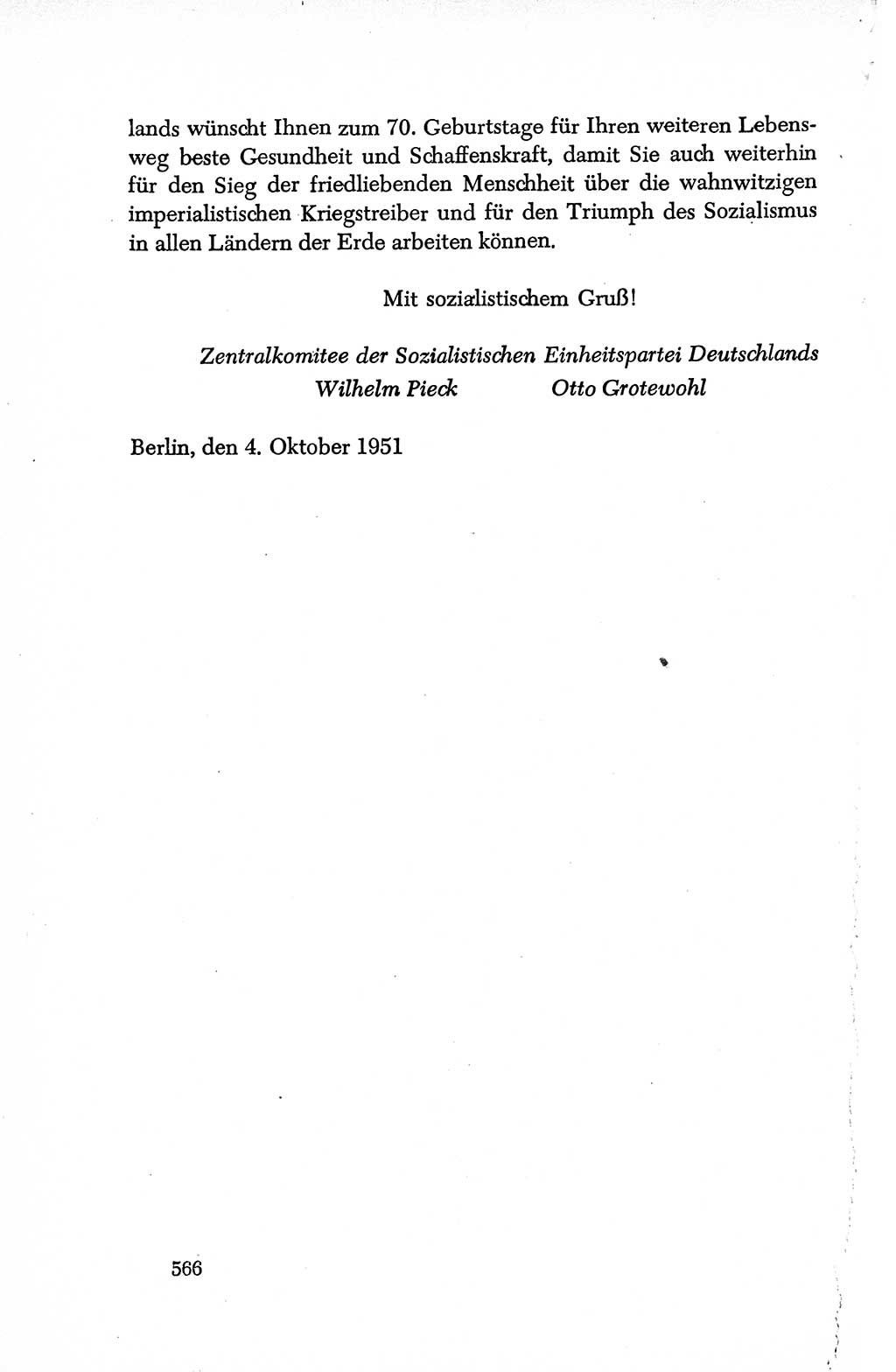 Dokumente der Sozialistischen Einheitspartei Deutschlands (SED) [Deutsche Demokratische Republik (DDR)] 1950-1952, Seite 566 (Dok. SED DDR 1950-1952, S. 566)